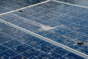 Dirt and debris accumulation on solar panels